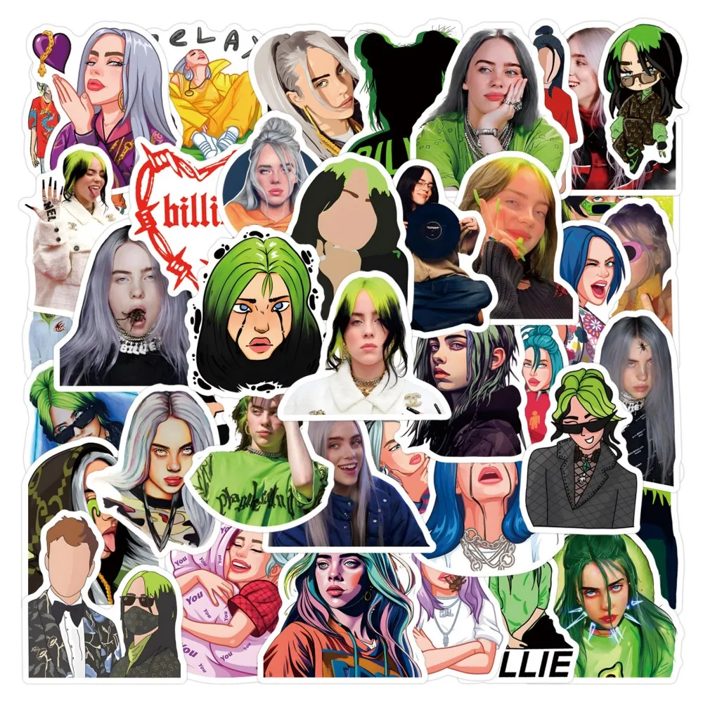 55 STKS KPOP Billie Eilish Popmuziek Groep Thema Party Scooter Bagage Water Cup Graffiti Stickers Gift