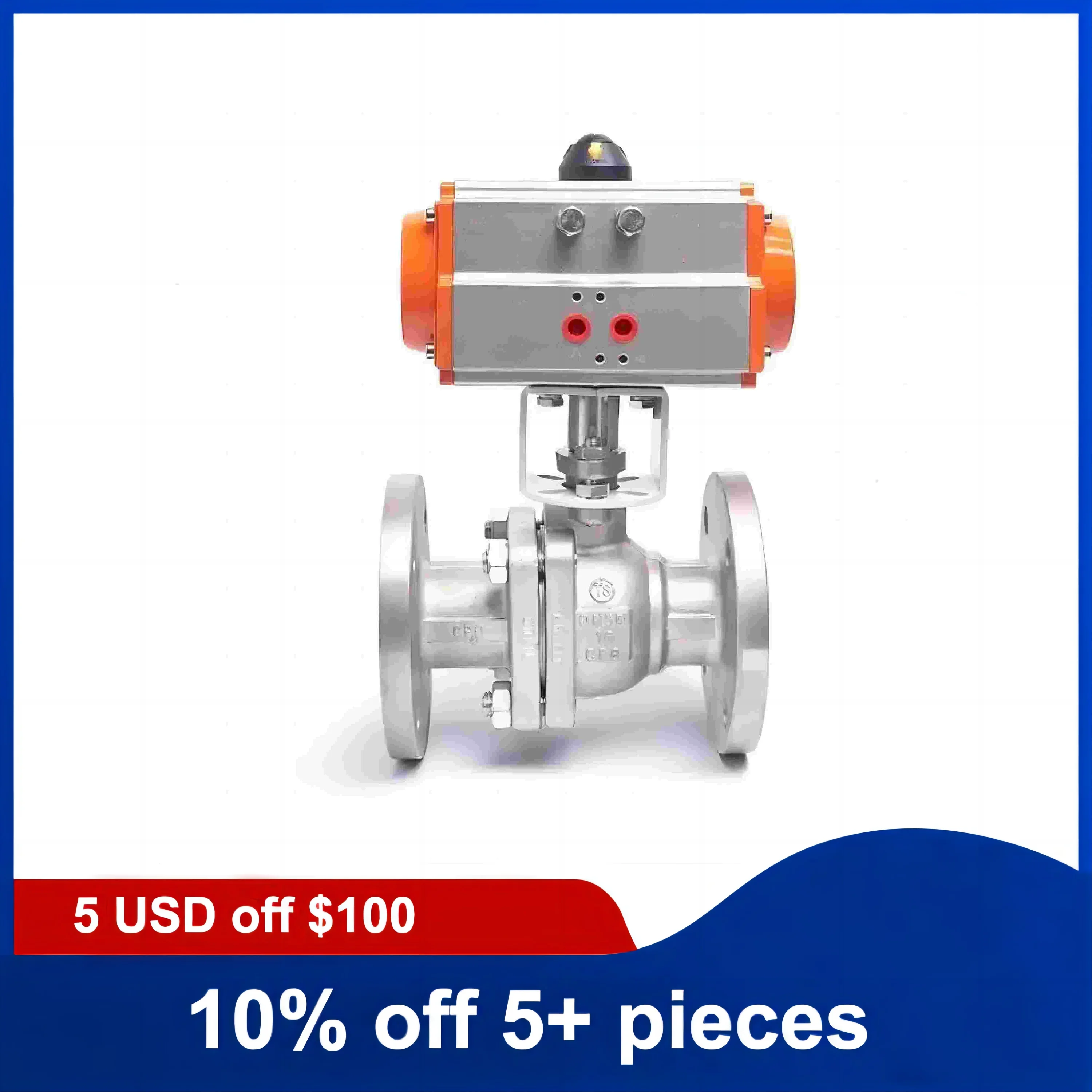 DN15 304 Stainless Steel Pneumatic Flanged Ball Valve Double Acting Cylinder High Temperature Steam Flange Ball Valve