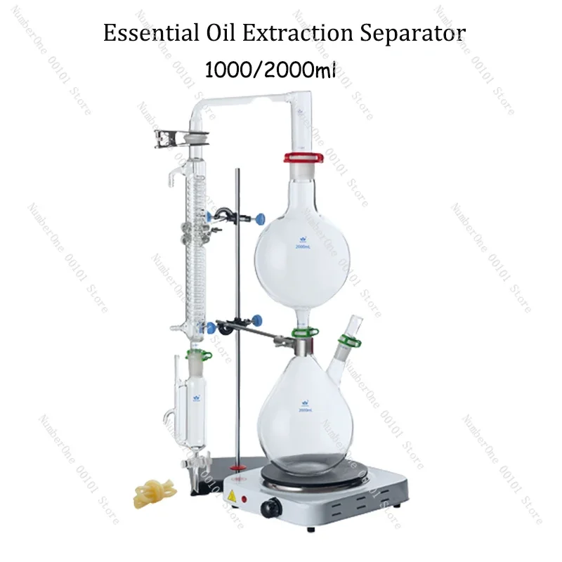 Essential Oil Extraction Separator Device, Dew Distillation Equipment, Water Distiller Machine, 1000 ml, 2000ml