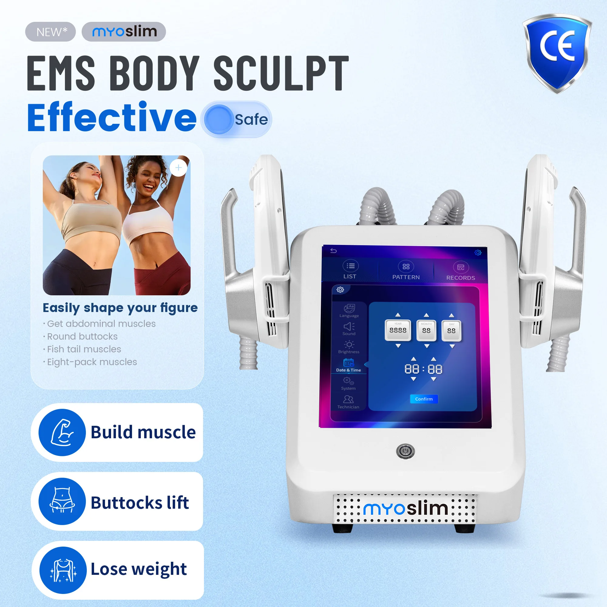Новый EMS MYOslim RF электромагнитный аппарат для похудения тела Hiemt для стимуляции мышц, удаления жира, похудения, наращивания мышечной массы