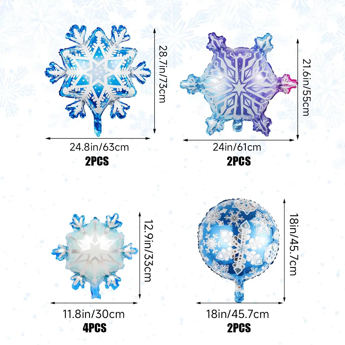 10 PCS Ice and Snow Themed Balloons Set Winter Snowflakes Christmas Balloon Decoration Frozen Wonderland Hanging Ballons view 3
