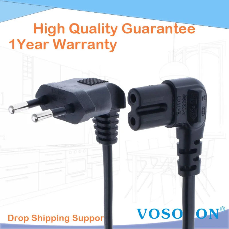 90 Degree EU Schuko CEE7/16 Europe 2pin Male to Right Angled IEC 320 C7 Power Supply Cord Cable