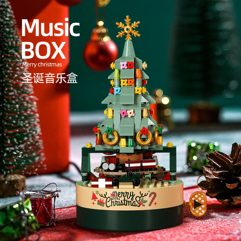 Holiday Music Box Christmas Tree Building Blocks Gift for Girls Decor