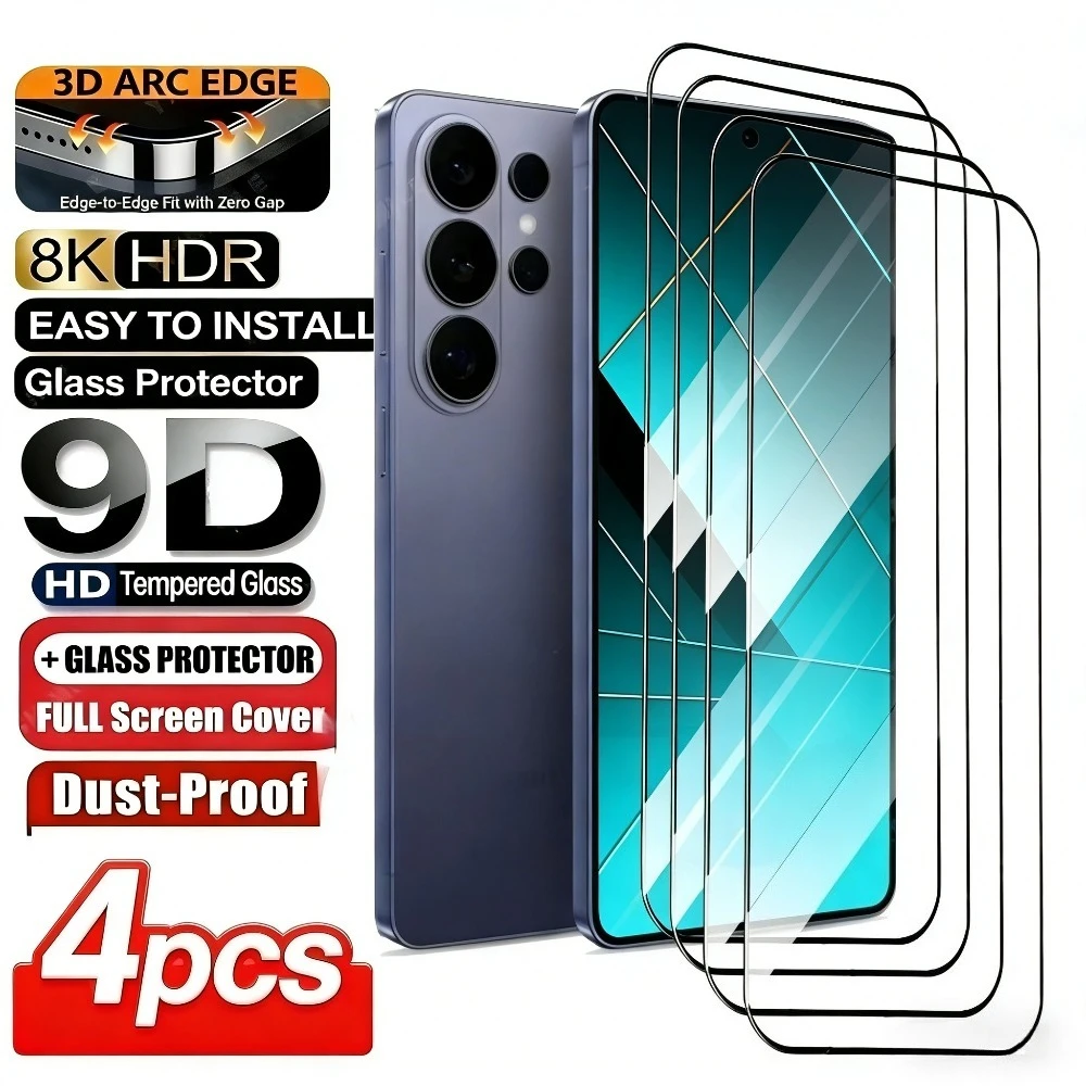 

4 шт. защитных стекол Ultra HD Full Screen для Samsung Galaxy S26 S25 S24 Ultra S23 S22 S21 Plus S26 S25 Edge, противоударное закаленное стекло