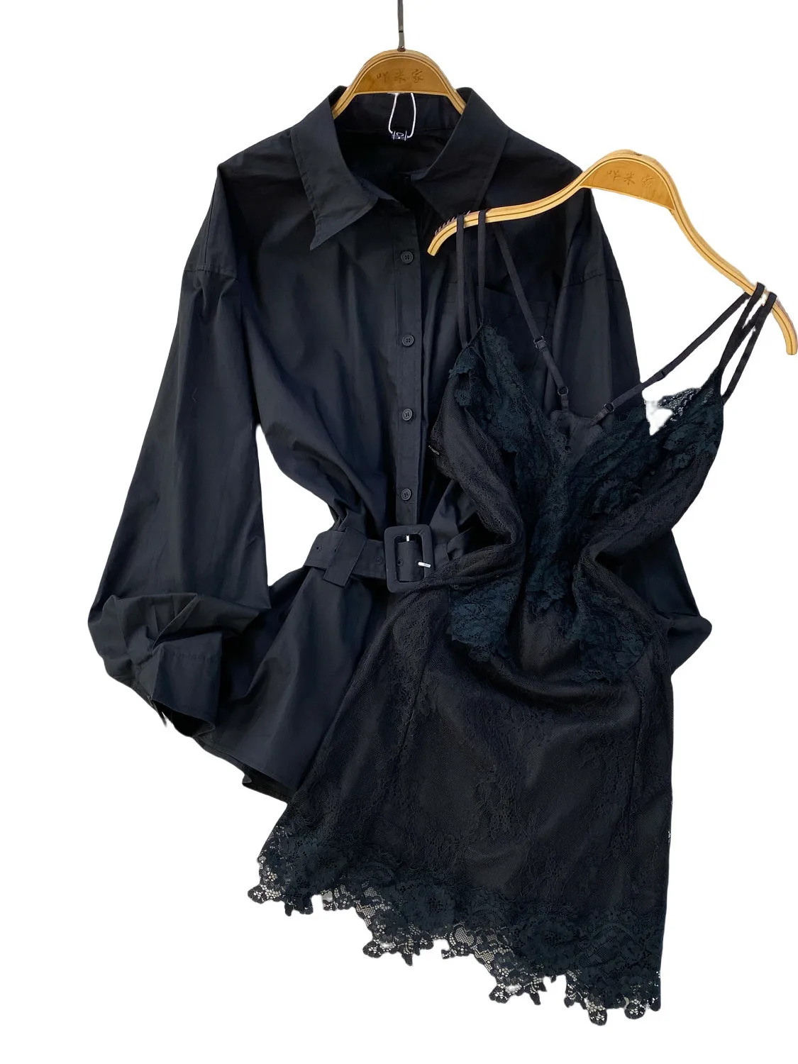 Ele Long Sve irt Set con cinturino in pizzo Collo alto ingombrante in vita Midi Dr Abbigliamento da lavoro sexy dimagrante Faion per donna