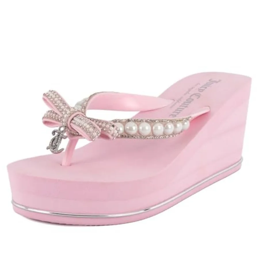 

Juicy Couture Women's Wedge Platform Flip Flops, Fashion Beach Sandals with Soft Footbed and Thong Style