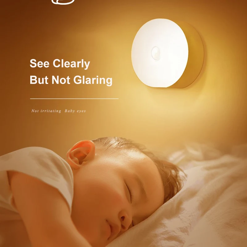 LED Night Light Smart Human Body Sensor with Digital Sensor USB NightLights Rechargeable Lamp WirelessUse Eye Protect Night Lamp