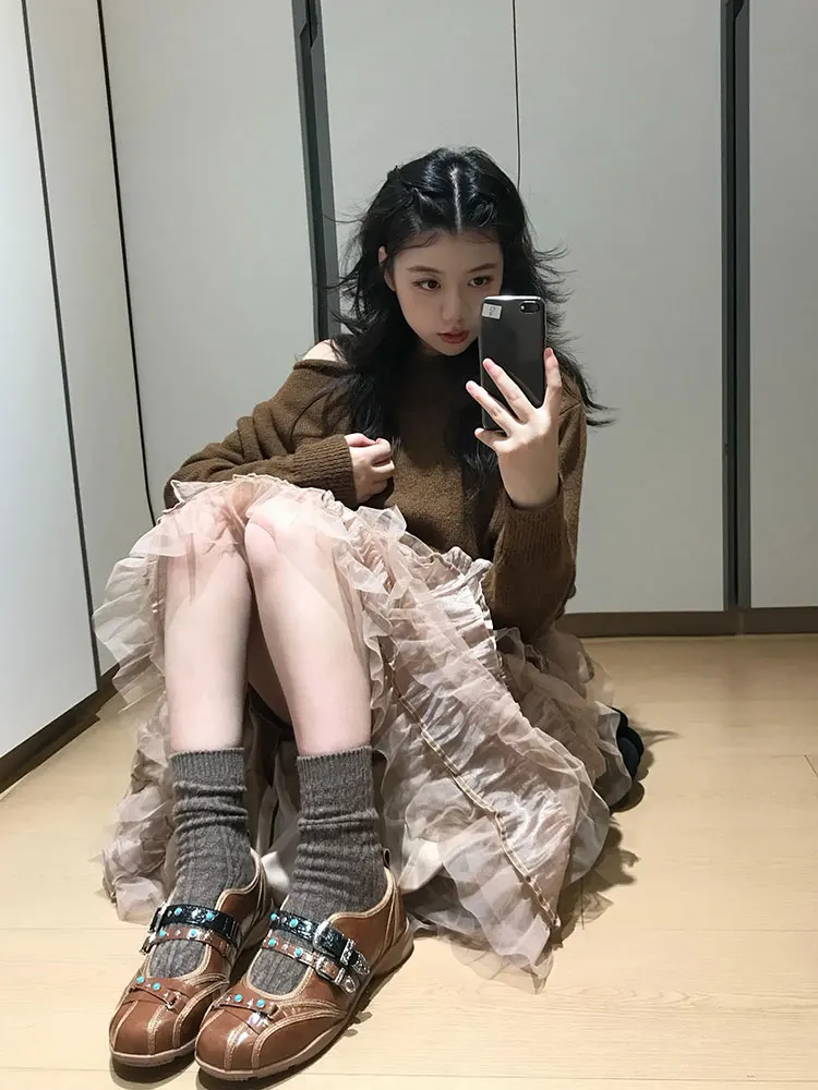 ballet-sle-me-puffy-skirt-women's-spring-new-f-length-skirts-casual-loose-fit-long-sve-color-knitted-sweater