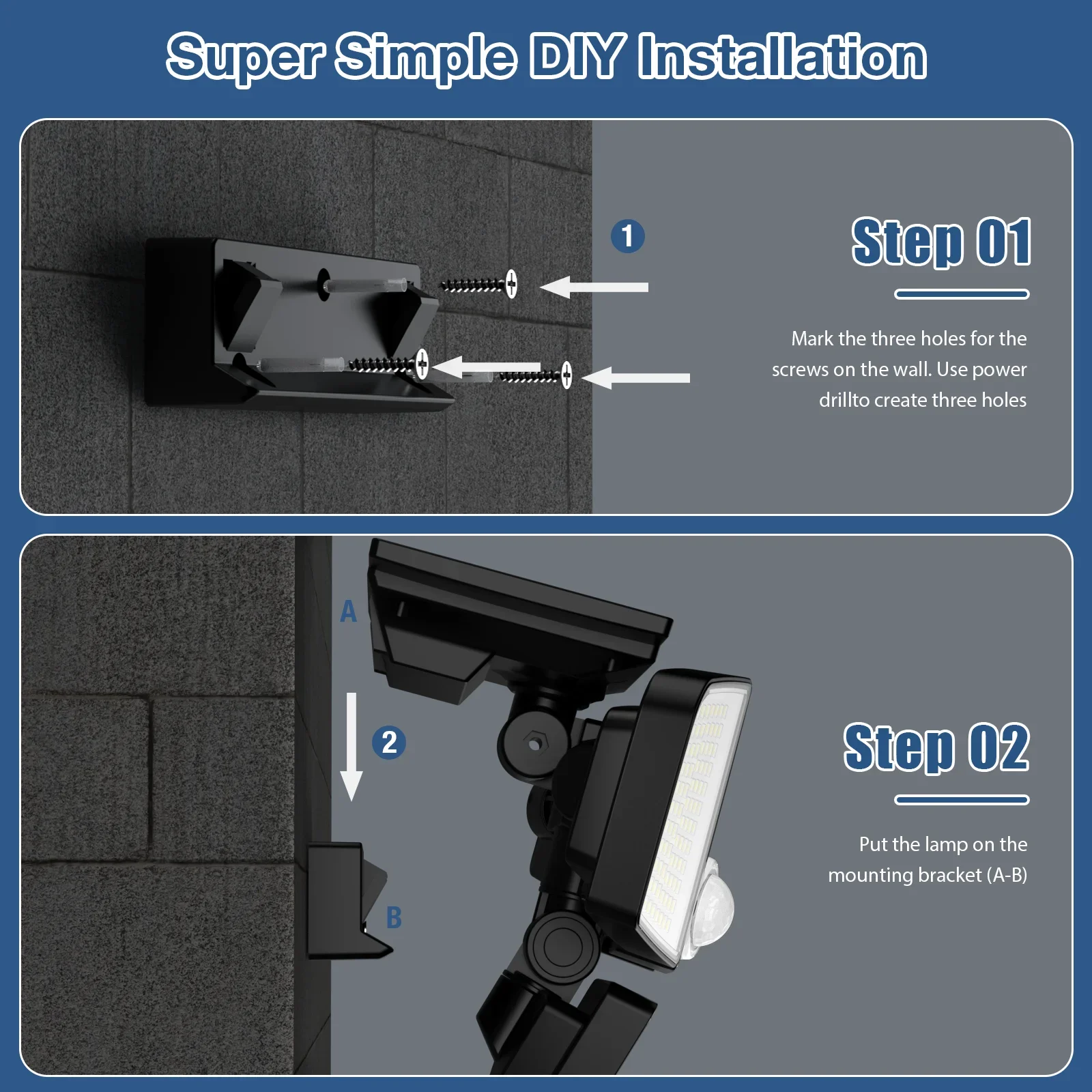 Solar Lights Outdoor - 3000LM 423 LED Motion Sensor Lights Solar Flood Lights with Dual Sensors for Backyard Yard Patio