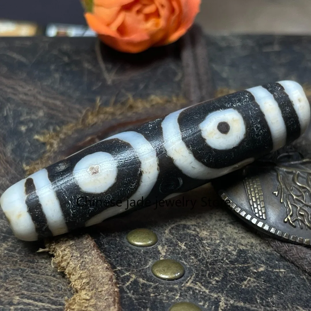 Tibetan Nepalese Himalayan Bead Ancient agate Old Dzi Talisman 3 eye Bead Amulet