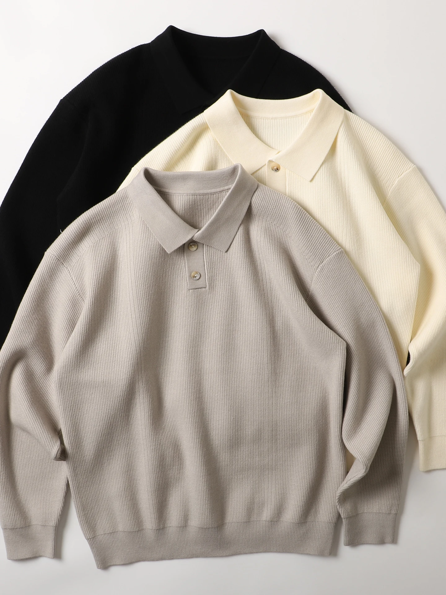 

High Quali Japanese Sle Heavyweight Wave Knit Loose Casual M Sweater Coat Trendy Long Sve Busin Sle Knittedwear