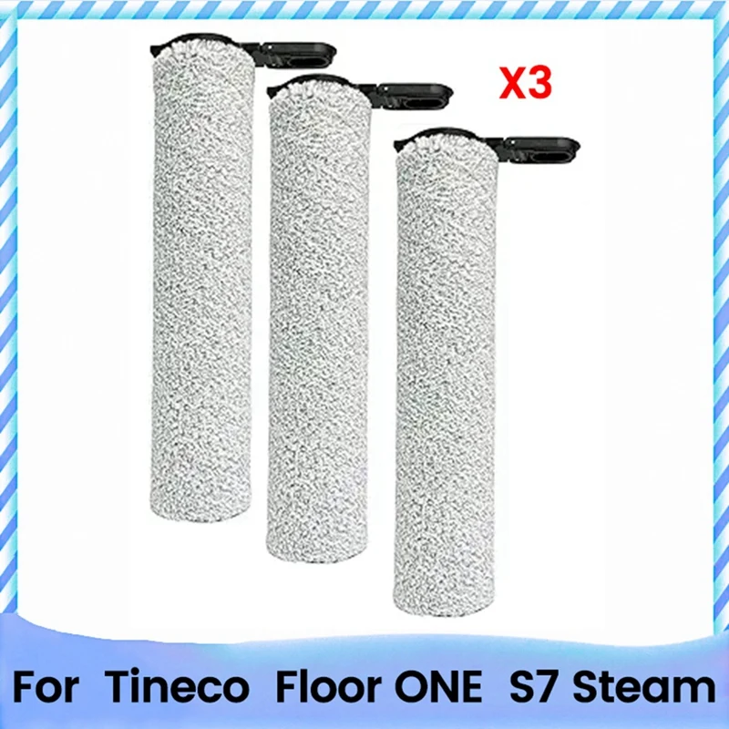 3 Pcs Roller Brush For Tineco Floor ONE S7 Steam Floor Scrubber Cleaner Roller Brush Spare Part Replacement Accessories