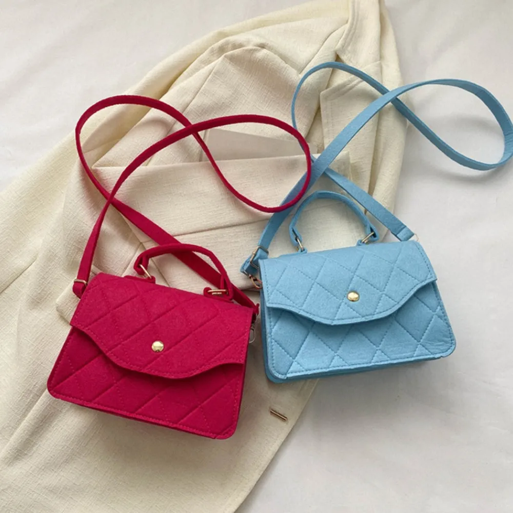 Vintage Fashion Small Square Felt Bag Women Subaxillary Texture Shoulder Crossbody Bags Female Shopping Underarm Handbag Totes