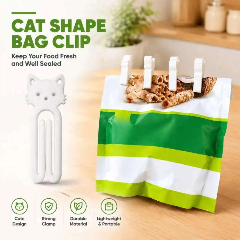 Cute Kitten Animal Shape Bag Clip Sealing Clamp Snack Package Fastener Kitchen Food Storage Gadget