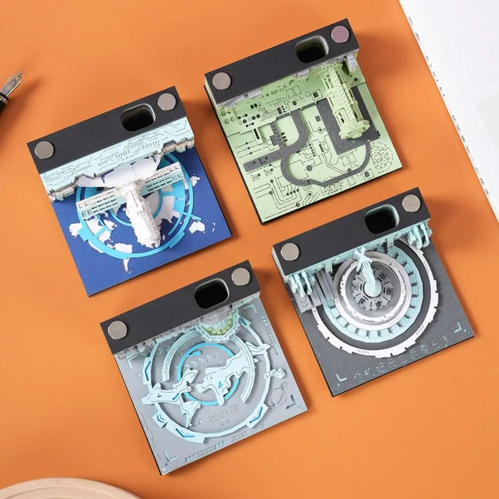 Temple Castle Universe 3D Carving Sticky Notes Handmade Crafts Post Memos Diy Memo Note Paper Self Sticky Hand-tear
