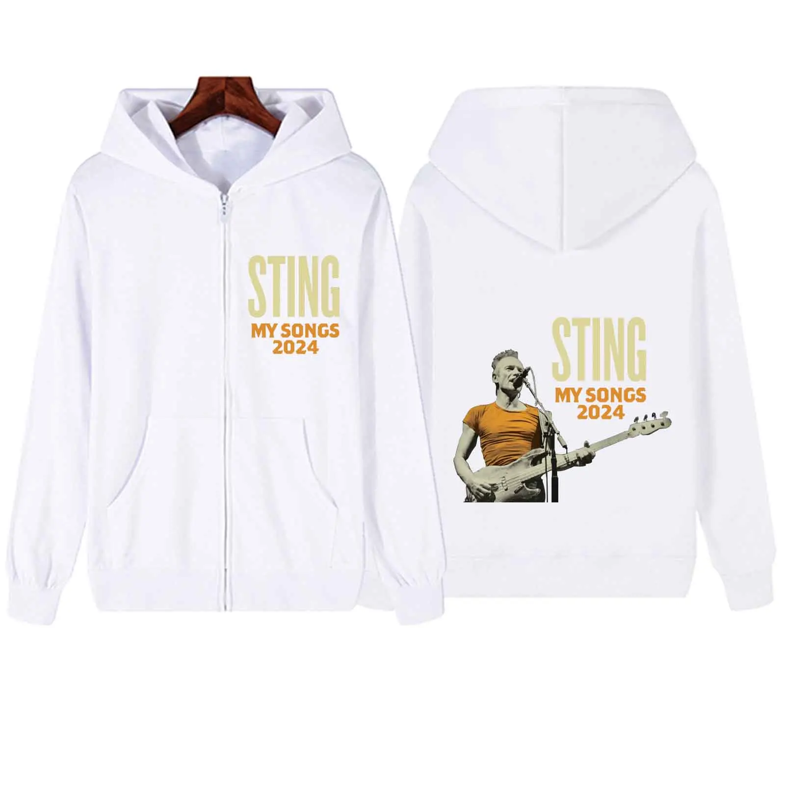 Sting My Songs Tour 2024 Zipper Hoodie Harajuku Pullover Tops Streetwear Music Fans Gift V-Neck Sweatshirts Printing