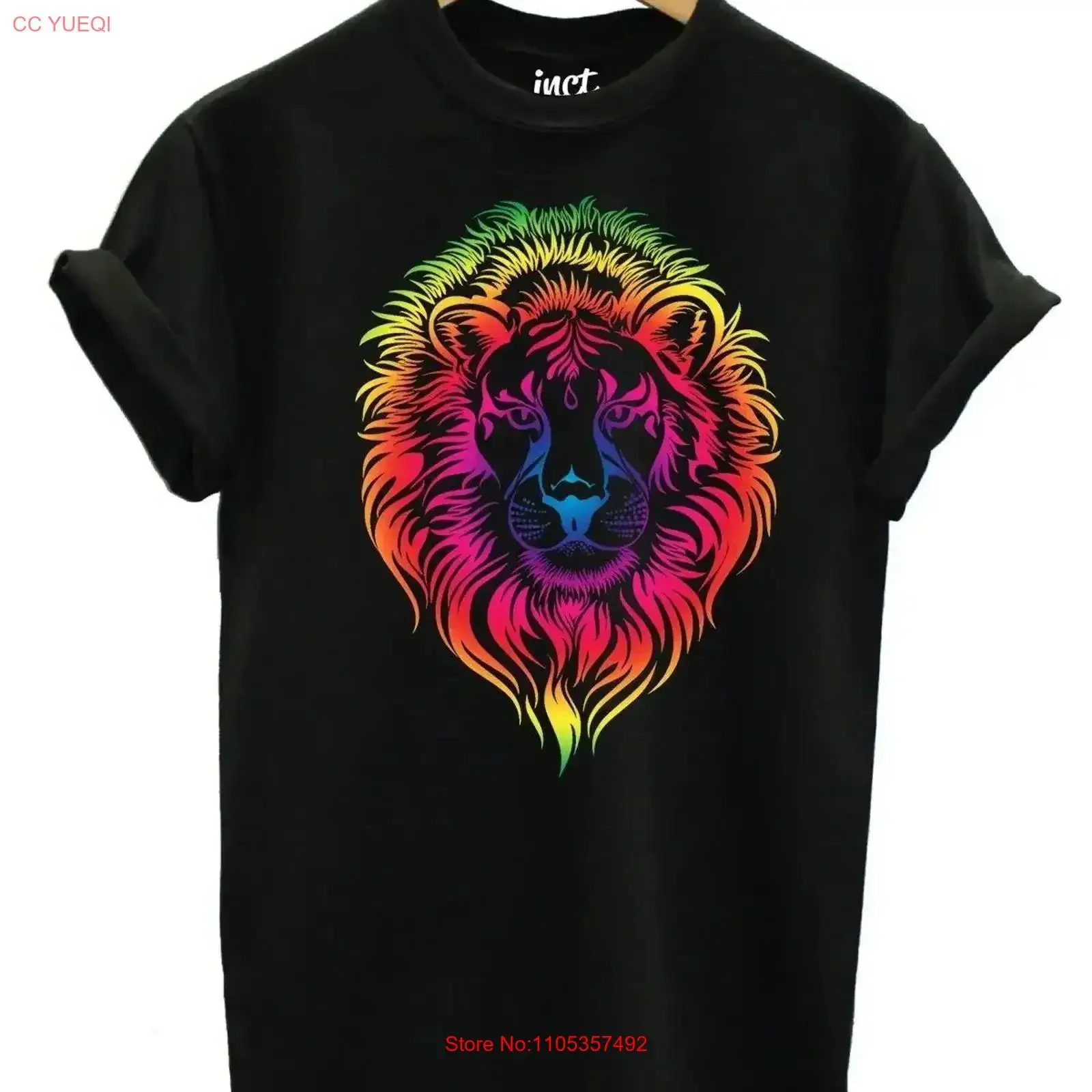 Rainbow Lion T Shirt Colourful Fierce Gay Men Religion Bright Tiger vintage Washed Stylish fashion designer clothes Stretched