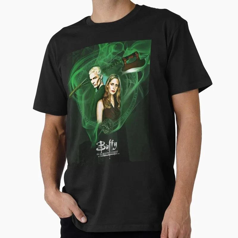 Buffy Inspired Graphic T-Shirt, 0811 Vintage Vampire Slayer Print Tee, Retro Horror Series Short Sleeve Casual Shirt US Size Top