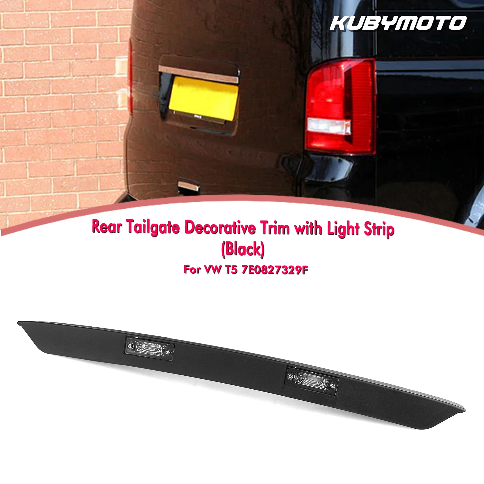 For Volkswagen VW Transporter T5 2003-2015 Rear Number Plate Light Housing Moulding Trunk Tail Door Lid Cover Trim with Light