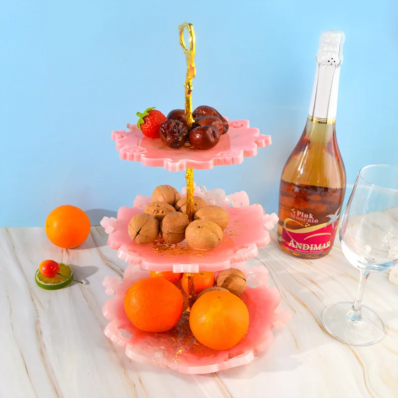 DIY Three-layer Round Fruit Plate Silicone Mold Cake Snack Rack Epoxy Resin Molds For Home Decoration Resin Art Mould