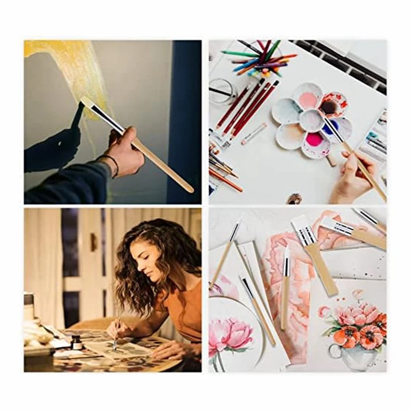 طقم فرش طلاء نايلون لطلاء الأكريليك بالألوان المائية ، فرش ، مستلزمات فنية ، 6 صبغ