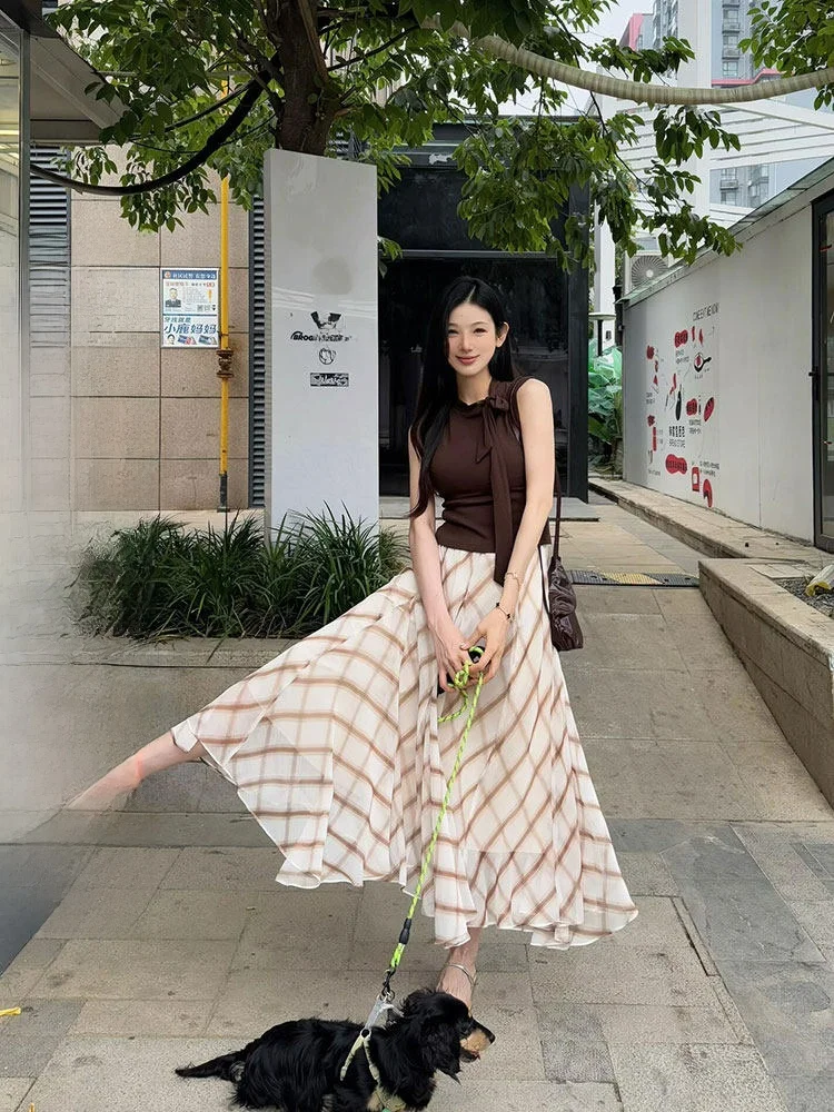 Ele Pure Color Svel Vest Women's Faion Design Knot Belt Top Summer New Arrival Casual Comfortable Breathable