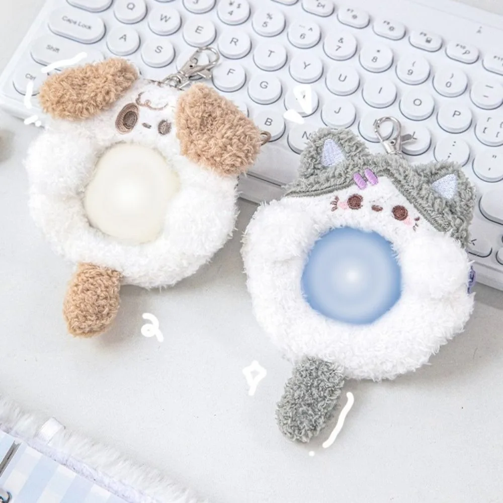 Dog Puppy Card Holder Keychain Rabbit Fluffy Badge Display Plush Pendant Cat Soft Transparent Badge Ita Bag Goods Display