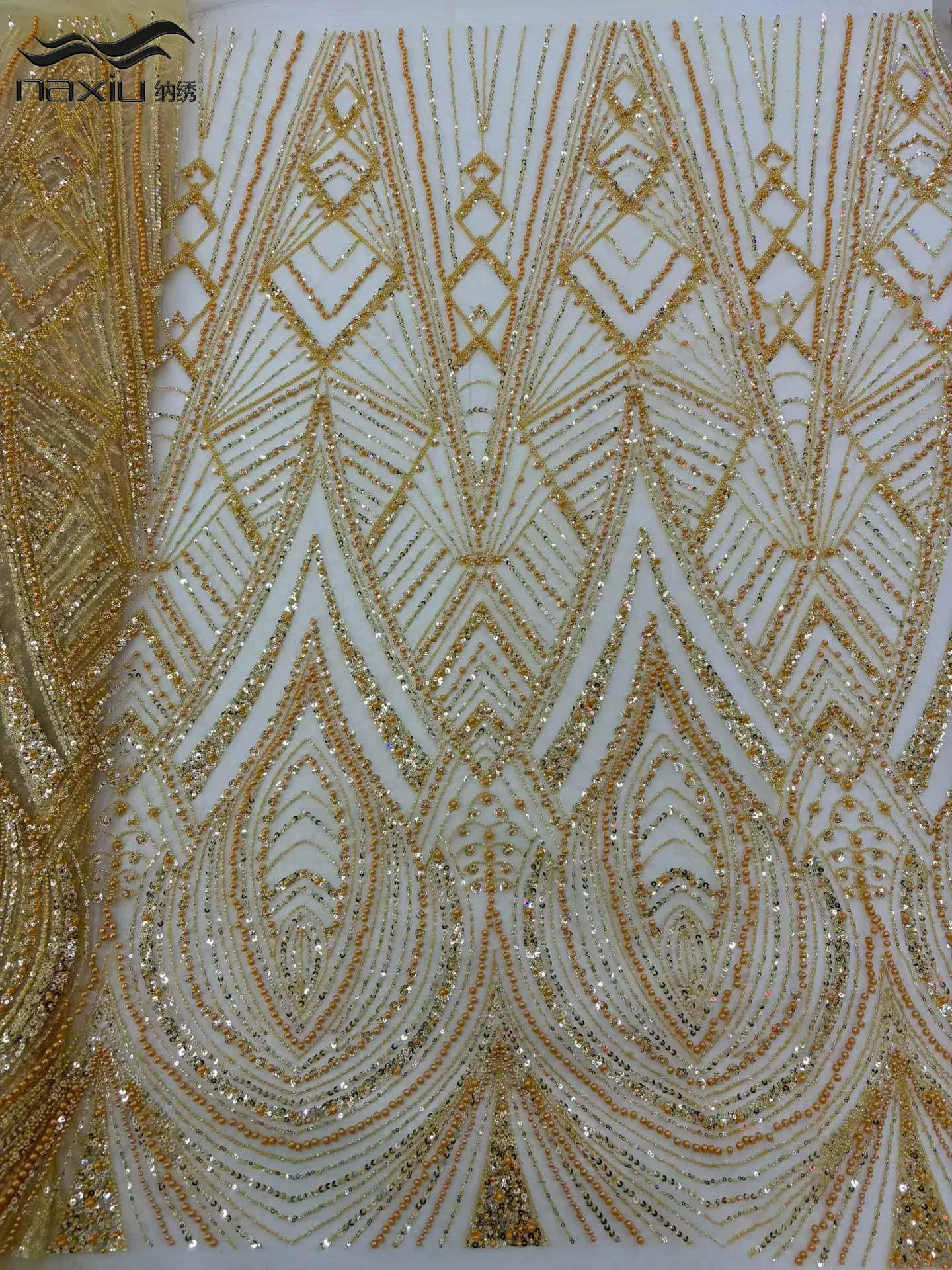 

Madison 2026 High Quality 5 Yards French Lace Fabric Nigerian Lace Fabrics African Luxury Sequins Beaded Lace Fabric For Dress
