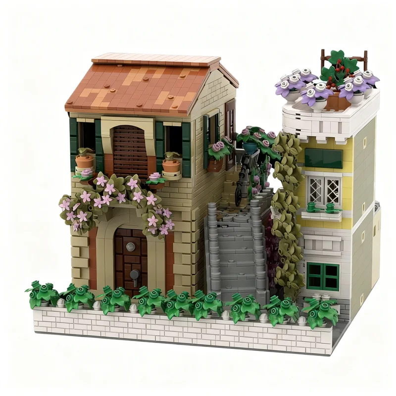 2395pcs MOC Modular Streetscape The Italian Apartments Model Building Blocks Toys Architecture Christmas Gifts Birthday Idea DIY