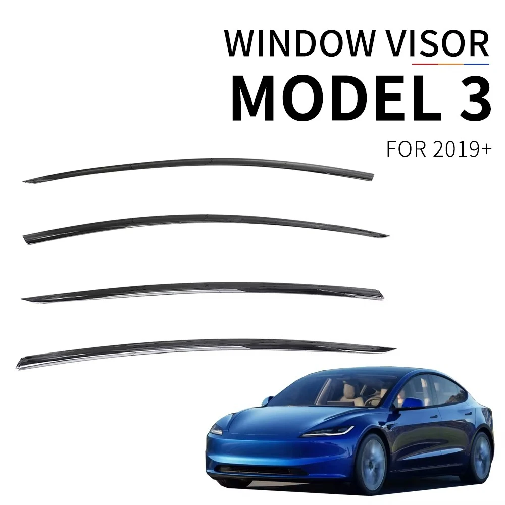 Car Deflector For TESLA MODEL 3 2019-2025 Sunvisor 4 Pieces Door Rain Guard Window Visor