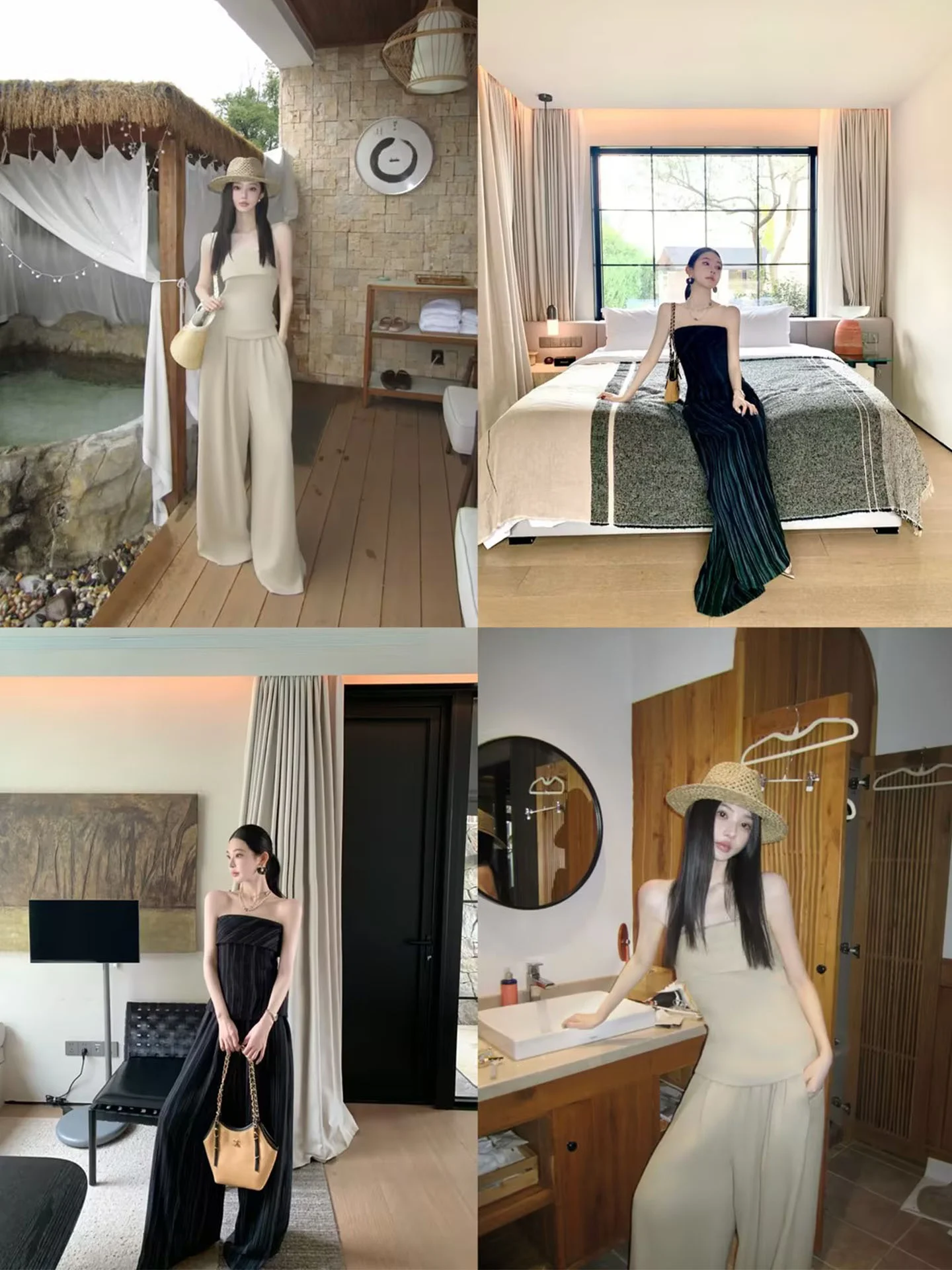 

ALIN Summer Limited Edition Casual Wide Leg Pants Set Women's Relaxed Fit Waist Cinching Tube Top And Pants Ensemble