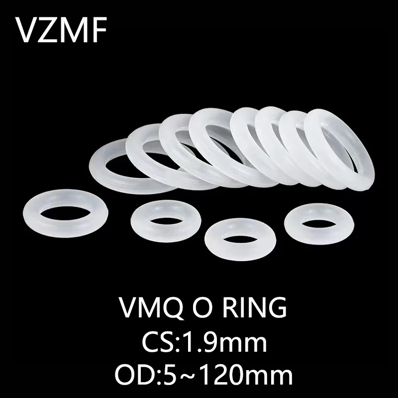 

VMQ O RING CS 1.9mm OD 5~120mm White Silicone Sealing Ring Food Grade Silicone Insulation Shape Sealing O-ring Silicone Ring