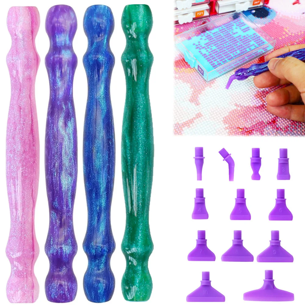 5D Diamond Painting Pen Kit Resin Point Drill Pens with Multifunctional Tips Embroidery Cross Stitch Accessories