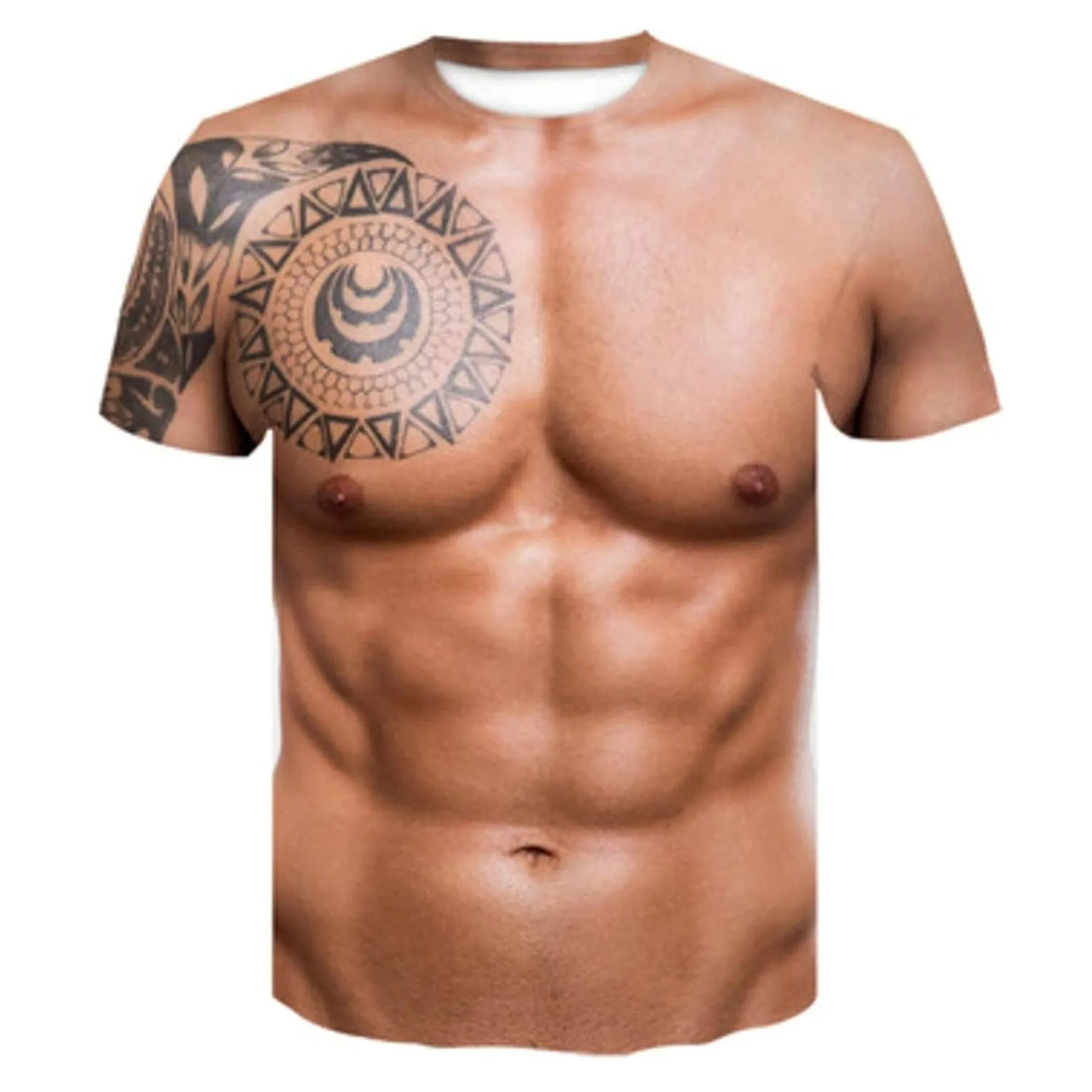 Summer New Fun Muscle Pattern 3d Printed T-Shirt For Men Short Sleeve Tee Street Clothing Breathable Loose Large O-Neck Top