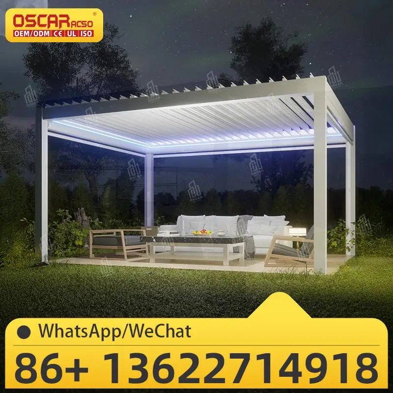 3X3 3X4 4X4 6X4m Outdoor Waterproof Aluminium Bioclimatic Pergola Cover Louvered Shade Structure For Garden Patio Terrace pergol