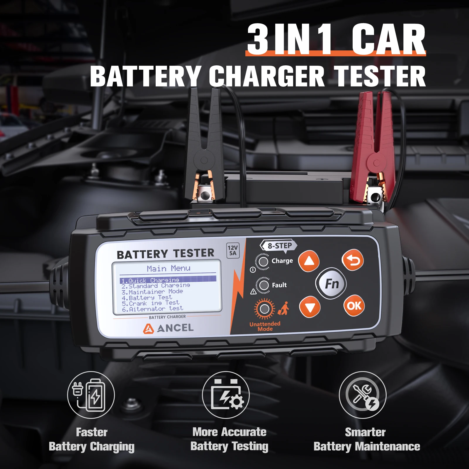 ANCEL BT521 12V Car Battery Changer 12V Battery Tester Automotive Repair for AGM GEL WET Lead Acid Battery