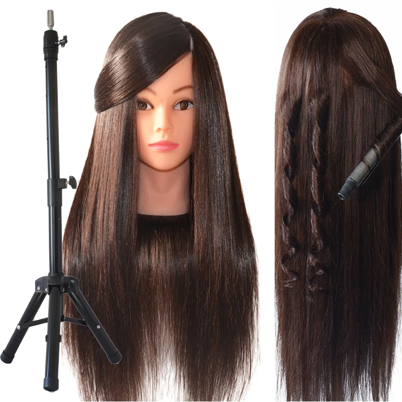 80% Human Hair Doll Head for Hairstyles Mannequin Head Hair Training Head Braid Hairdressing Practice Hair Styling Child Gift