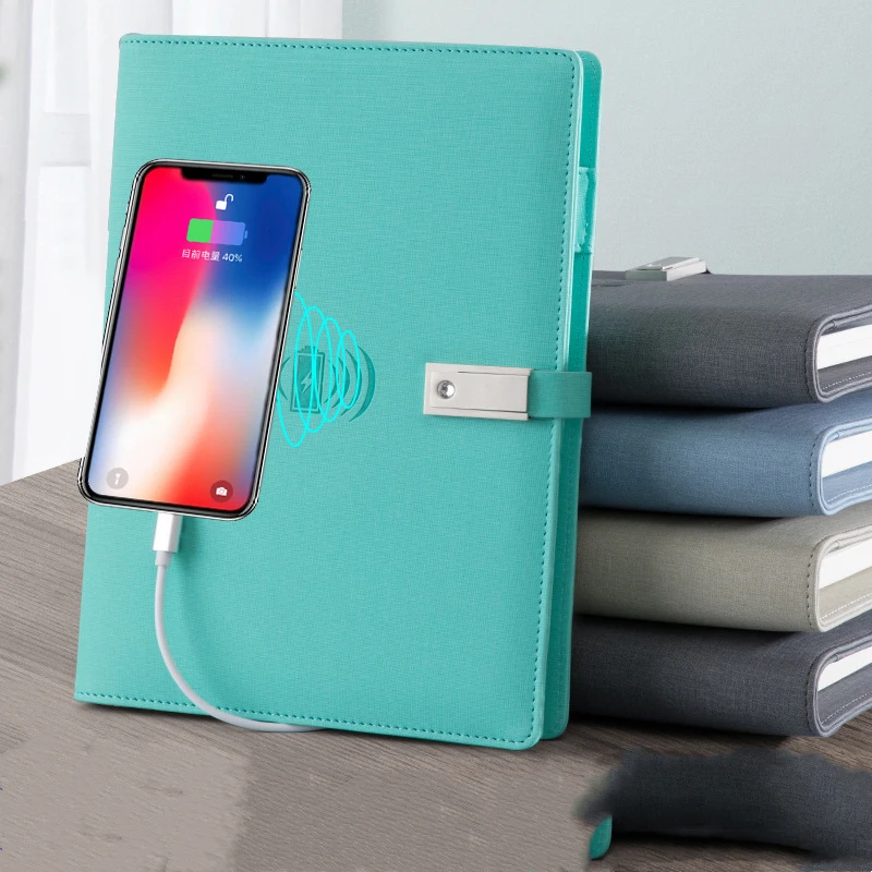 Phone Charging Notebook Multifunctional A5 Loose-leaf Business Mobile Power Notepad Wireless Charger Travel Portable Padfolio