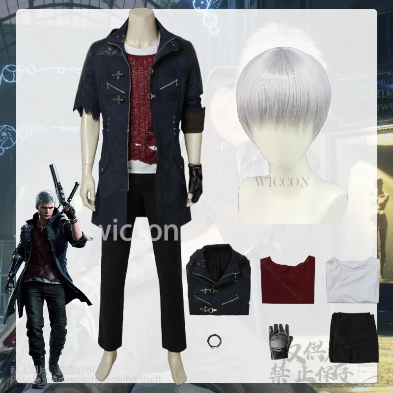 نيرو تأثيري لعبة DMC أنيمي زي الصحراء الشرير معطف معركة موحدة قميص أحمر السراويل Y2K دعوى شيطان هالوين حفلة عيد الميلاد كوس