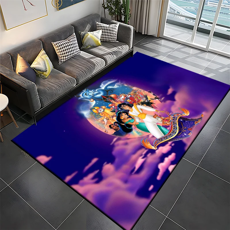 Disney Aladdin Princess Non-slip Large Area Rug 3D Print Carpet for Home Living Room Kitchen Bedroom Sofa Kids Doormat Decor Mat