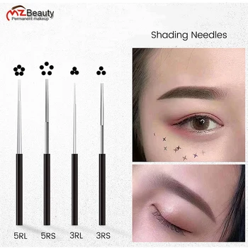 Microblading 3RS 3RL 5RS 5RL 라운드 쉐이딩 바늘 3CM 길이 Tebori Fog Agujas 블레이드 Micropigmentacion 눈썹 문신 용품