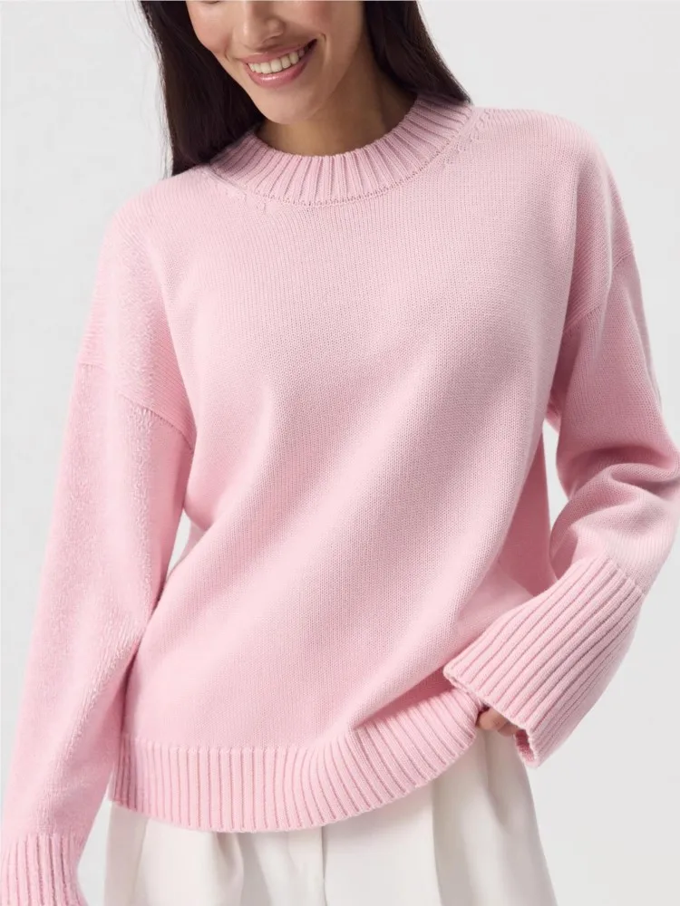 MsChuh Autumn Women's Clothing Solid Color Pullover Sweater Pulls Femmes All-match Loose Fashion Simple Style Casual Comfortable
