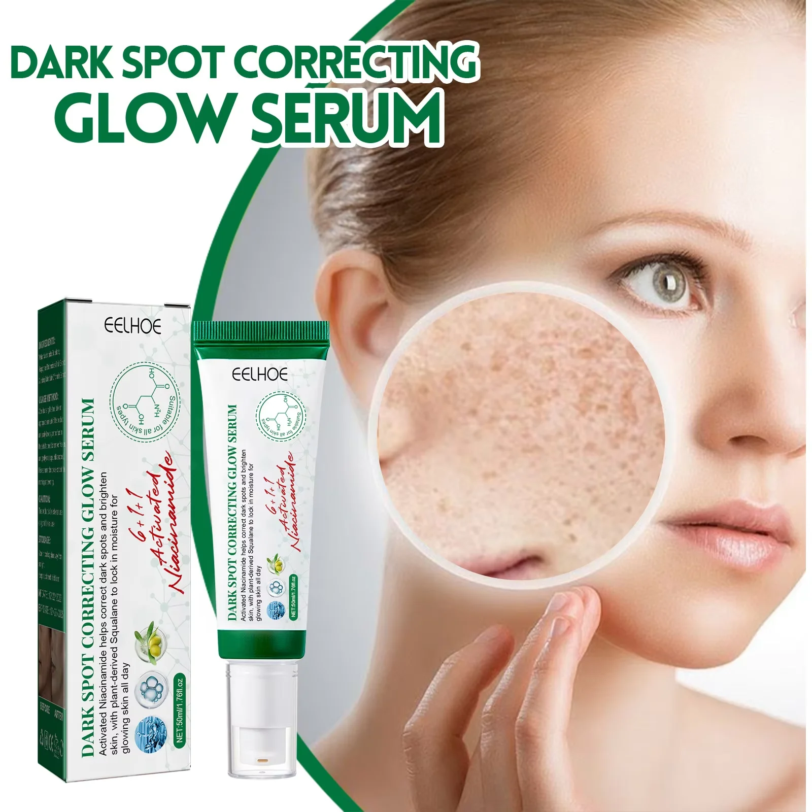 Dark Spot Correcting Glow Serum Fade Pigment Freckle Melasma Melanin Improves Dull Skin Facial Whitening Brightening Essence