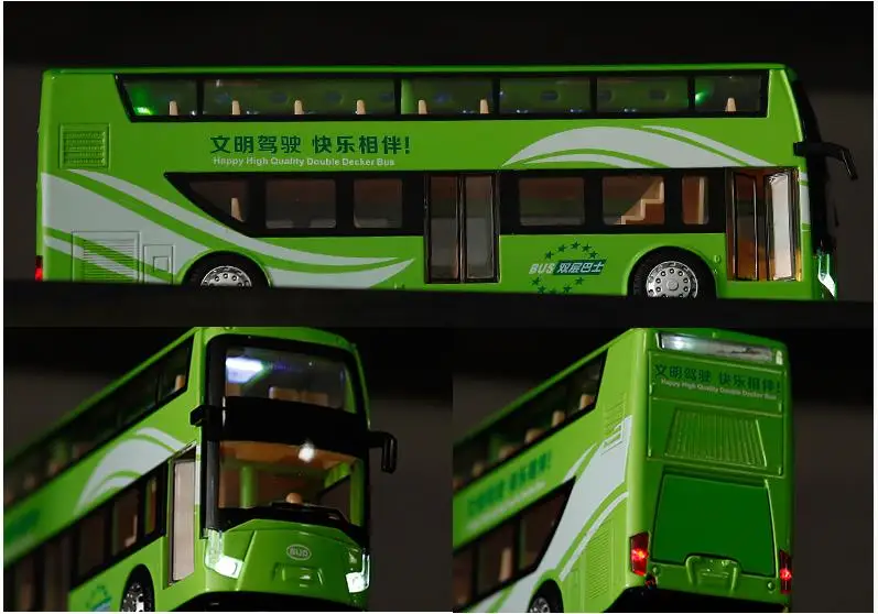 1:32 alloy pull back bus model, high imitation double decker bus,flash toy vehicle, free shipping