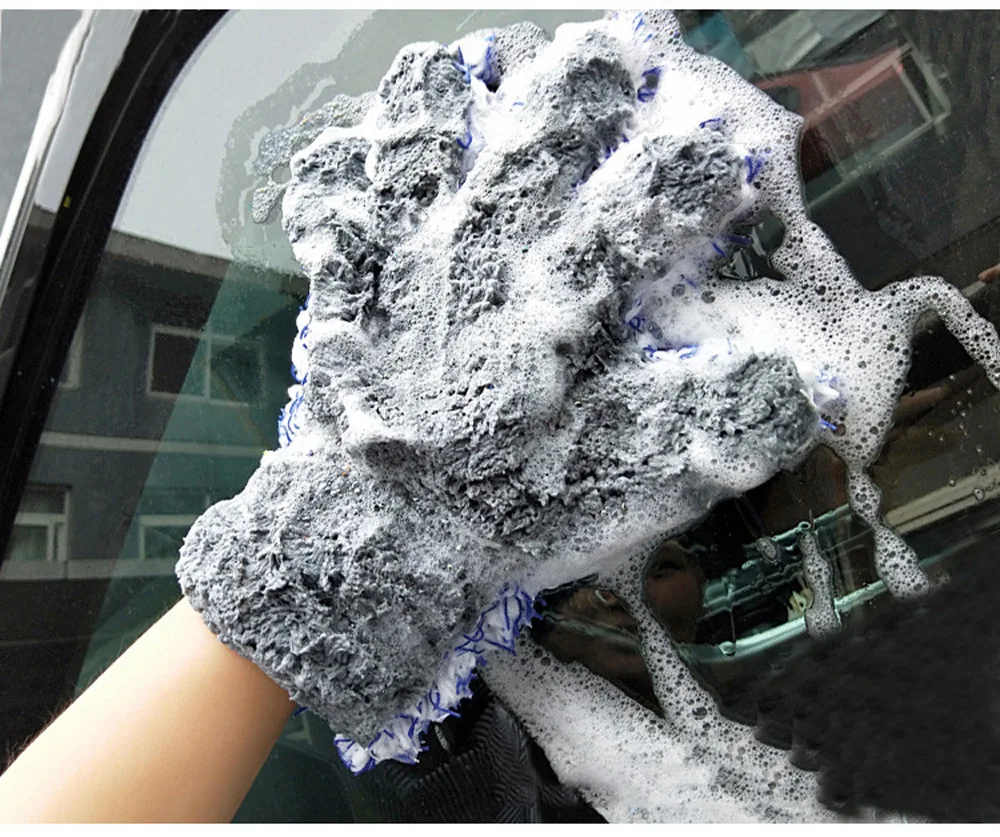 Five-finger Car Wiping Gloves Plush Coral Fleece Knitted Gloves Super Soft Microfiber Car Grooming Dust Removal Gloves Car Wash