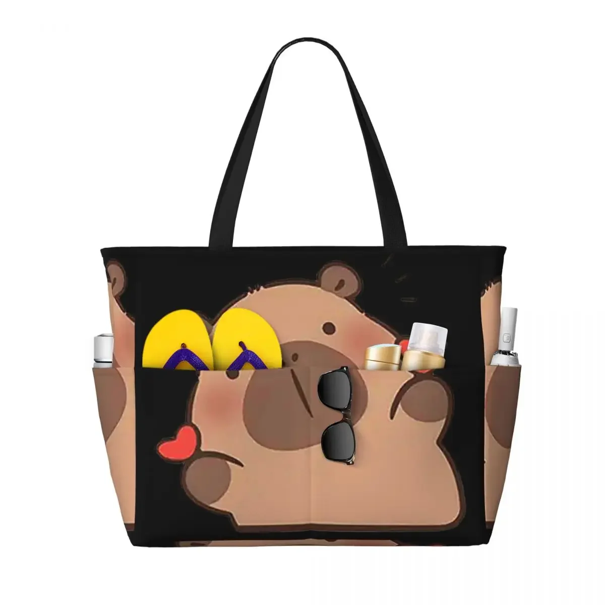 Cute Capybara Be Cappy Beach Tote Bag Sport Gym Yoga Duffle Large Tote Bag Women Travel Bag Fitness bag