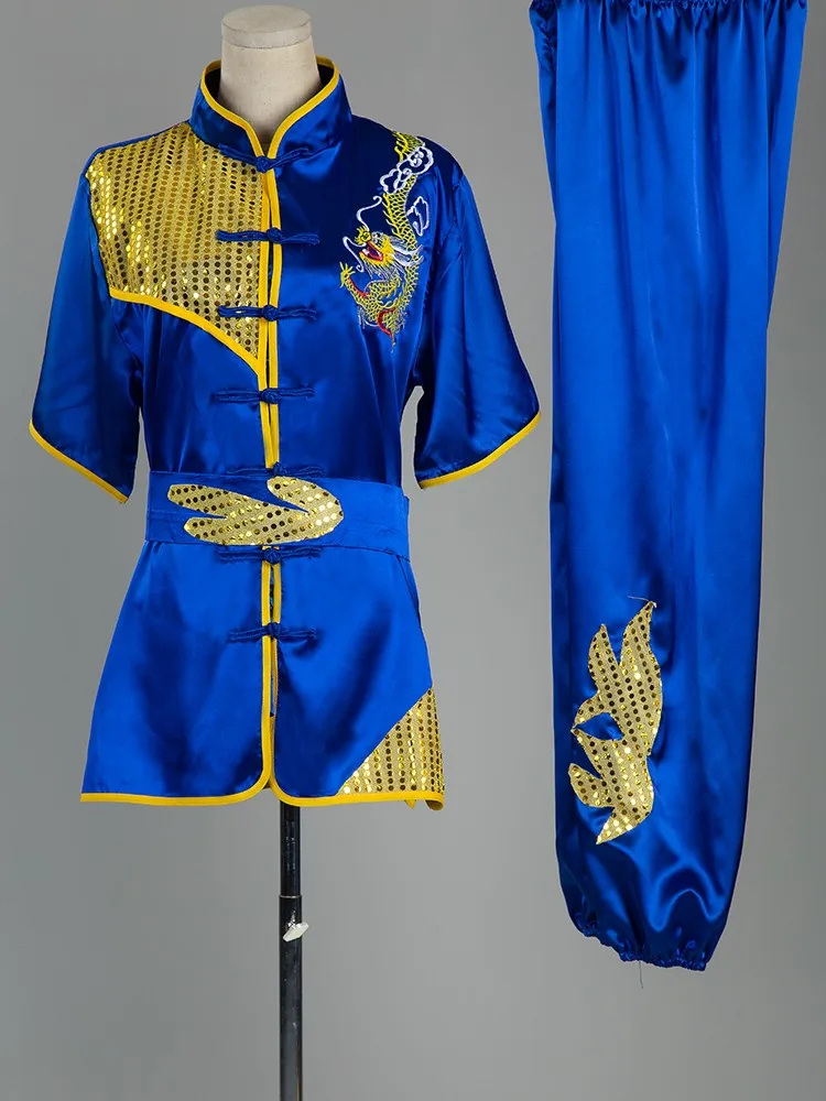 

Взрослые вышивка дракон кунг-фу ушу одежда для соревнований боевые искусства униформа детские костюмы для тай-чи
