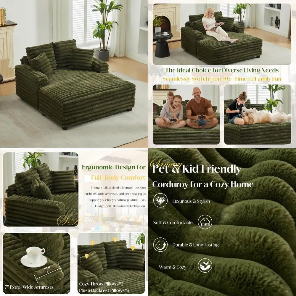 

Кресло-шезлонг большого размера 60, диван-кровать с вельветовой обивкой, диван-кровать с глубоким сиденьем для уютного чтения и Rel