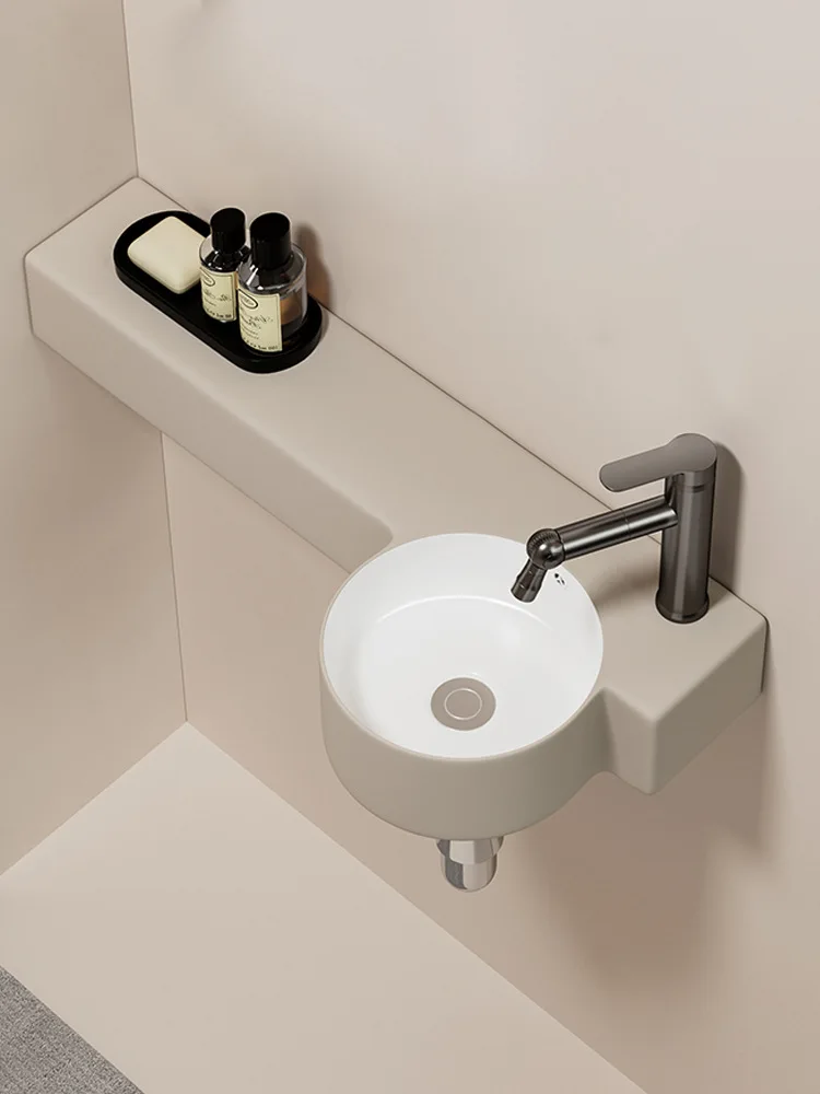 

Настенная керамическая раковина для небольших квартир, интегрированная в столешницу, в модных цветах, подвесная раковина для туалета.