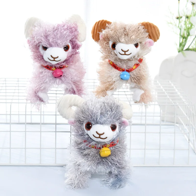 Kids Electric Toy Cute Plush Sheep Simulation Pet Animal Walking Tail Wagging Cartoon Glow Sheep Funny Baby Learning Crawl Toy
